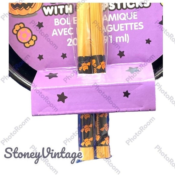 Hello Kitty Halloween Ceramic 20oz Bowl With Chopsticks Ramen noodle bowl - Picture 2 of 6